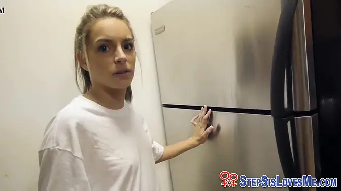 Young stepsis gives sloppy blowjob and rides cock