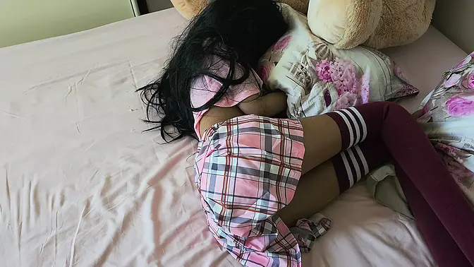 Younger brother's 18 year old stepsister rides his hard cock