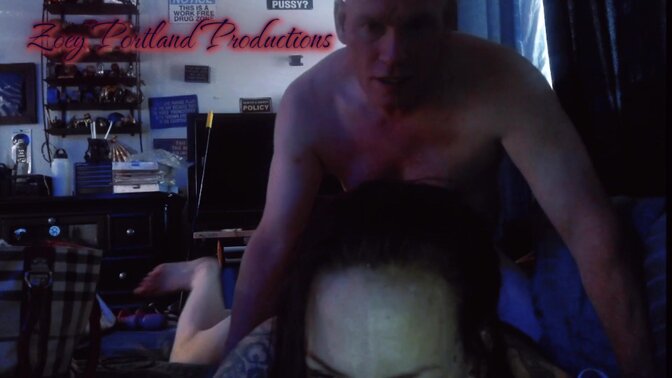 Zoey Portland takes on her stepbrother's big dick while watching lesbian porn